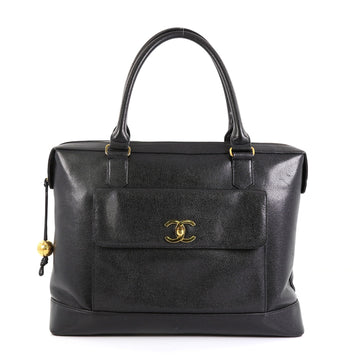 Vintage Front Pocket Tote Caviar Large
