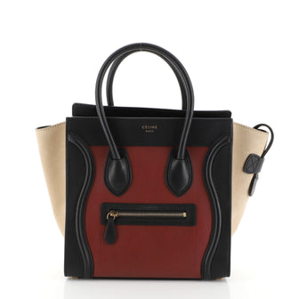 Tricolor Luggage Handbag Leather Micro