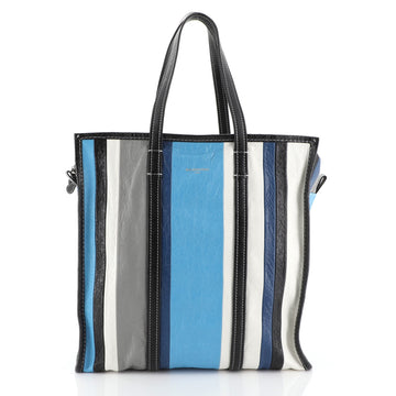 Balenciaga Bazar Tote Striped Leather Medium Blue 4560040