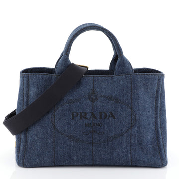 Prada Canapa Convertible Tote Denim Medium Blue 4560055