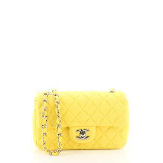 Chanel Classic Single Flap Bag Quilted Jersey Mini Yellow 456005