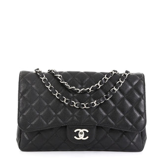 Chanel Vintage Classic Single Flap Bag Quilted Caviar Jumbo Black 4560074