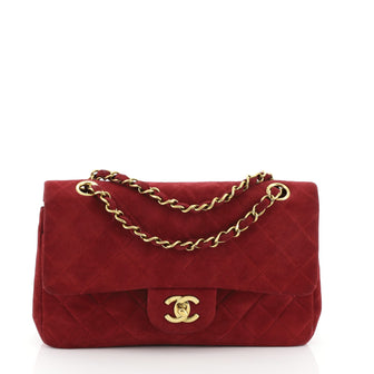 Chanel Vintage Classic Double Flap Bag Quilted Suede Small Pink 4560081