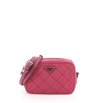 Prada Camera Bag Quilted Tessuto Small Pink 4560088