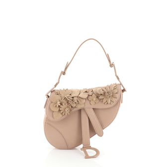 Christian Dior Saddle Handbag Leather with Applique Mini