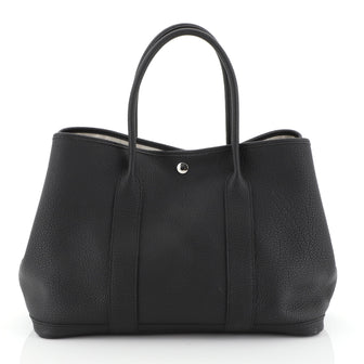 Hermes Garden Party Tote Leather 36 Black 456171