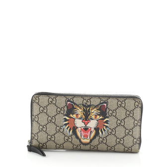 Gucci Zip Around Wallet Printed GG Coated Canvas Brown 456251