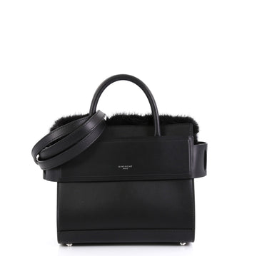 Givenchy Horizon Satchel Leather with Fur Mini Black 456273