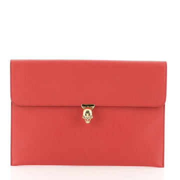 Alexander McQueen Skull Envelope Clutch Leather Red 456291