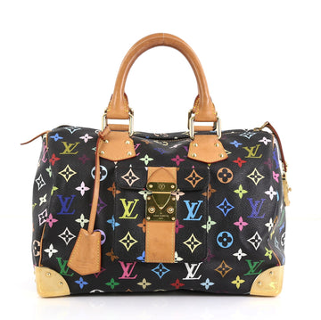 Louis Vuitton Speedy Handbag Monogram Multicolor 30 Black 456301