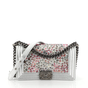 Chanel Boy Flap Bag Plate Embellished Calfskin Old Medium Metallic 4563301