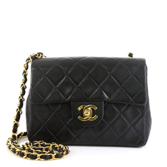Chanel Vintage Square Classic Single Flap Bag Quilted Lambskin Mini