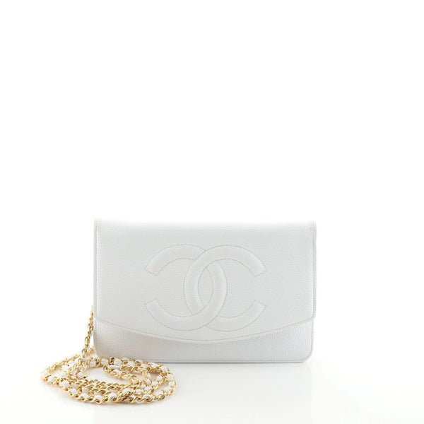 Chanel Vintage Timeless Wallet on Chain Caviar White 456524