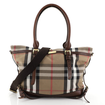 Burberry Marta Convertible Diaper Bag House Check Canvas Large Brown 4565701