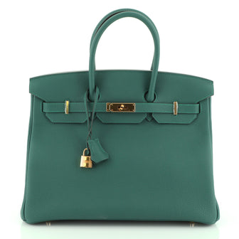 Hermes Birkin Handbag Green Togo with Gold Hardware 35 Green 45658104