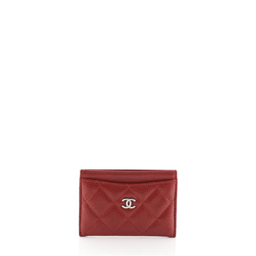 Chanel Classic Card Holder Quilted Caviar Red 45658110