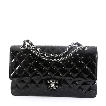 Chanel Vintage Classic Double Flap Bag Quilted Patent Medium Black 45658123