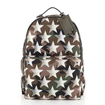 Valentino Camouflage Backpack Nylon and Leather Large Green 4565816