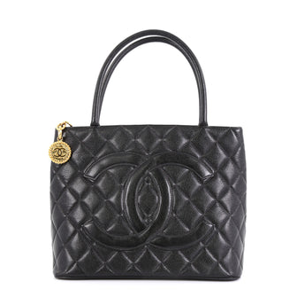 Chanel Medallion Tote Quilted Caviar Black 4565825