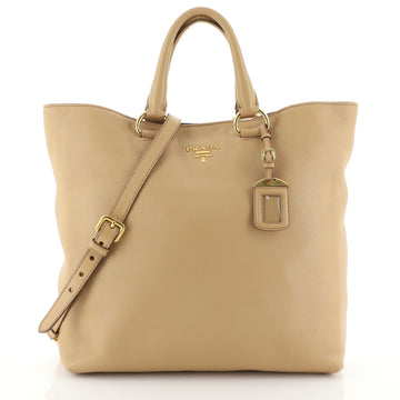 Prada Convertible Shopper Tote Vitello Daino Large Neutral 4565851