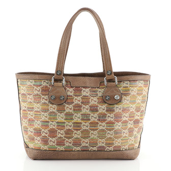 Gucci Sunset Straw Tote Bag Brown