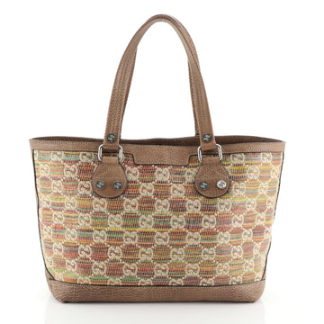 Gucci Sunset Tote Straw Libeccio GG Canvas Small Red 4565852