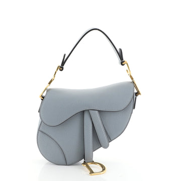 Christian Dior Saddle Handbag Leather Mini Blue 4565856