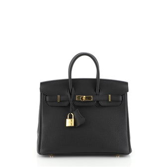 Hermes Birkin Handbag Black Togo with Gold Hardware 25 Blue 4565866