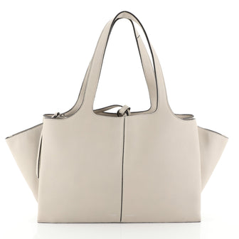 Celine Tri-Fold Shoulder Bag Grained Calfskin Medium Neutral 4565867