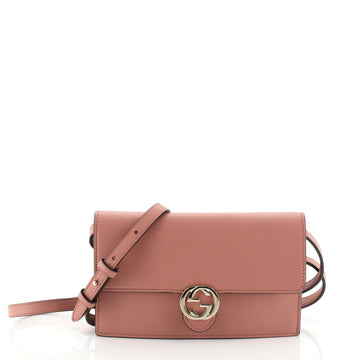 Gucci Icon Wallet on Strap Leather Pink 456586