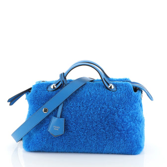 Fendi By The Way Satchel Shearling Small Blue 4565877