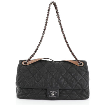 Chanel In the Mix Flap Bag Quilted Iridescent Calfskin With Glazed Calfskin Jumbo Black 4565885