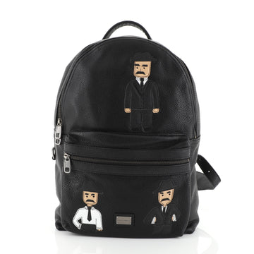 Dolce & Gabbana Vulcano Backpack Leather with Applique Black 4565891