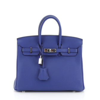 Hermes Birkin Handbag Blue Togo with Palladium Hardware 25 Blue 4565896