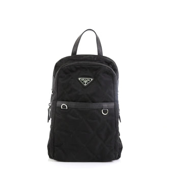 Prada Zip Sling Backpack Quilted Tessuto Black 4565898