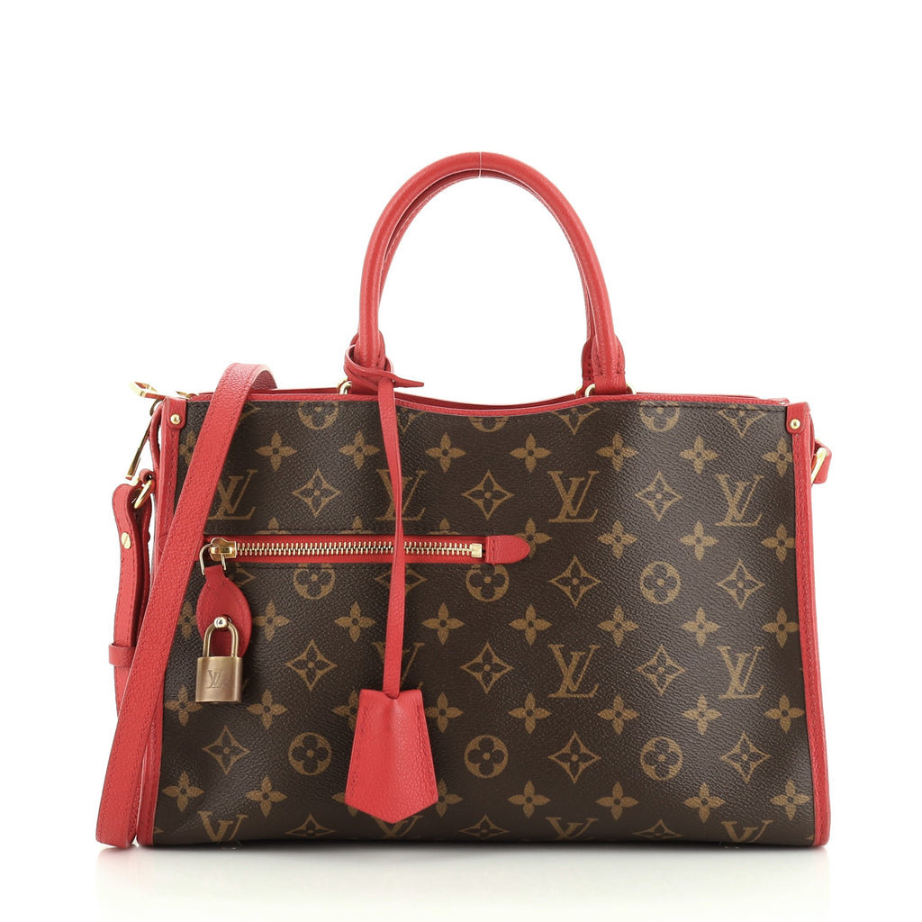 Louis+Vuitton+Popincourt+Shoulder+Bag+PM+Red+Brown+Canvas+Monogram