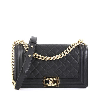 Chanel Boy Flap Bag Quilted Caviar New Medium Black 456681
