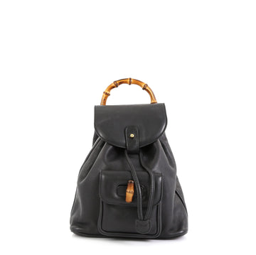 Gucci Vintage Bamboo Backpack Leather Mini Black 4570214