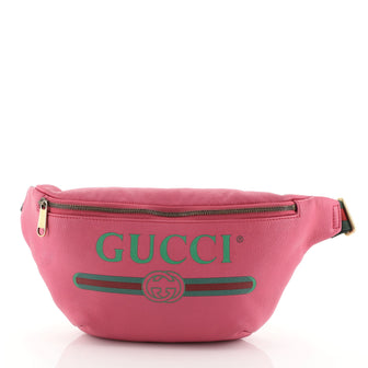 Gucci Logo Belt Bag Printed Leather Medium Pink 457082