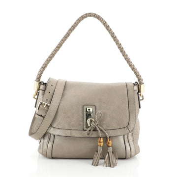 Gucci Bella Flap Shoulder Bag Leather Medium Neutral 457083