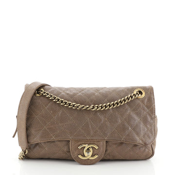 Chanel Shiva Flap Bag Quilted Caviar Large Brown 457101