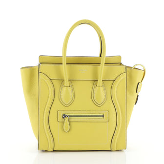 Celine Luggage Handbag Grainy Leather Micro Yellow 457141