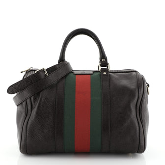 Gucci Vintage Web Boston Bag Leather Medium Brown 457491