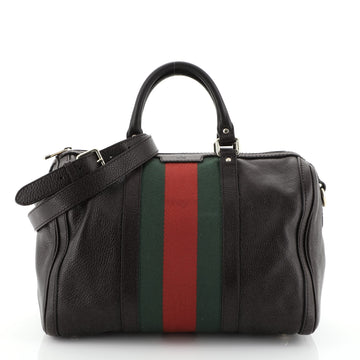 Gucci Vintage Web Boston Bag Leather Medium Brown 457491
