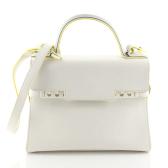 Delvaux Tempete Top Handle Bag Leather MM White 457572
