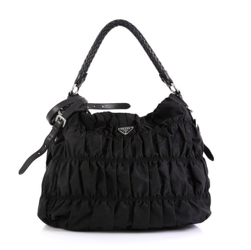 Prada Gaufre Convertible Hobo Tessuto Large Black 4576101