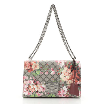 Gucci Padlock Shoulder Bag Blooms Print GG Coated Canvas Medium