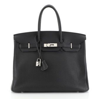 Hermes Birkin Handbag Black Togo with Palladium Hardware 35 Black 4576925