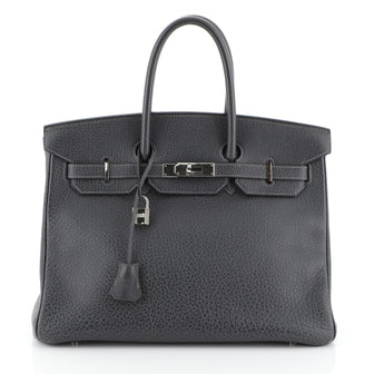 Hermes Birkin Handbag Grey Buffalo with Palladium Hardware 35 Gray 4576928