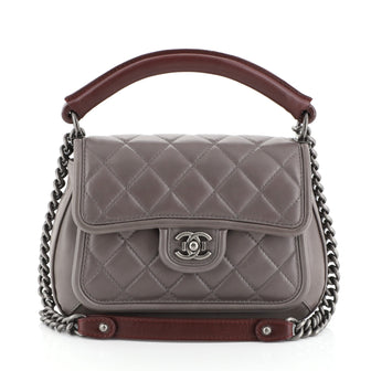 Chanel Prestige Flap Bag Quilted Calfskin Medium Gray 457692